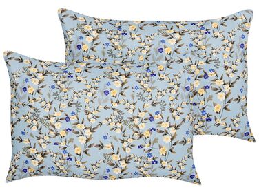 Set van 2 tuinkussens VALLORIA bloempatroon 40 x 60 cm Blauw