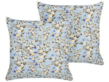 Set van 2 tuinkussens VALLORIA bloempatroon 45 x 45 cm Blauw