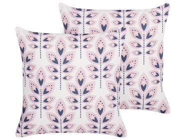 Set of 2 Outdoor Cushions TORRETTA Plant Pattern 45 x 45 cm Off-White