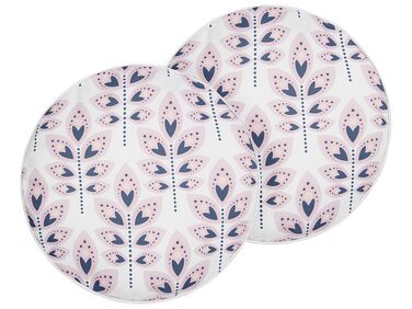 Set of 2 Outdoor Cushions TORRETTA Plant Pattern 40 x 40 cm Off-White