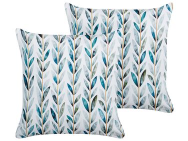 Set of 2 Outdoor Cushions LOANO Plant Pattern 45 x 45 cm Green