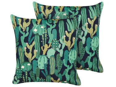 Set of 2 Outdoor Cushions BUSSANA Plant Pattern 45 x 45 cm Green