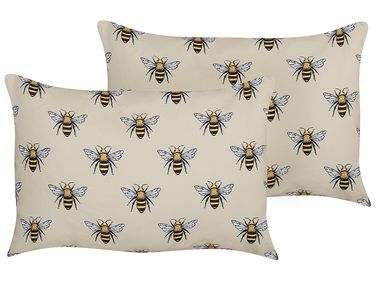 Set of 2 Outdoor Cushions CANNETO Animal Pattern 40 x 60 cm Beige