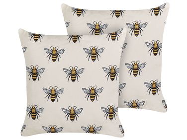 Set of 2 Outdoor Cushions CANNETO Animal Pattern 45 x 45 cm Beige