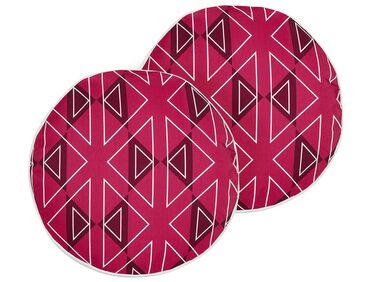 Set of 2 Outdoor Cushions MEZZANO Geometric Pattern 40 x 40 cm Pink