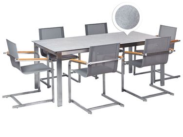 Tuinset 6-zits COSOLETO Veiligheidsglas Grijs