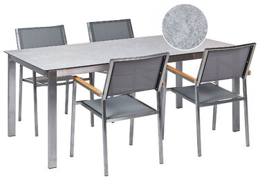 Tuinset 4-zits COSOLETO/GROSSETO Veiligheidsglas Marmereffect Grijs
