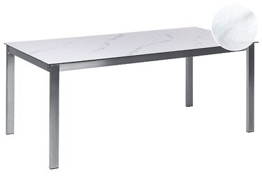 Table de salle à manger de jardin COSOLETO 180 cm 90 cm Effet marbre Verre Blanc