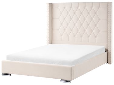 Bed Velvet LUBBON 140 x 200 cm (EU Double) Off-White