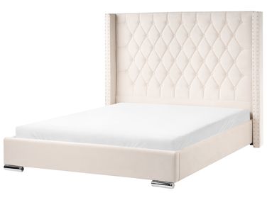 Bed Velvet LUBBON 160 x 200 cm (EU King Size) Off-White