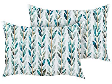 Set of 2 Outdoor Cushions LOANO Plant Pattern 40 x 60 cm Green