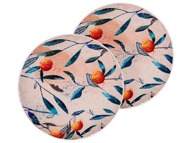 Set van 2 tuinkussens PIALPETTA bladpatroon 40 x 40 cm Oranje