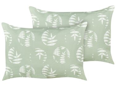 Set van 2 tuinkussens ALASSIO bladpatroon 40 x 60 cm Groen