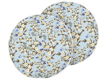 Set van 2 tuinkussens VALLORIA bloempatroon 40 x 40 cm Lichtblauw