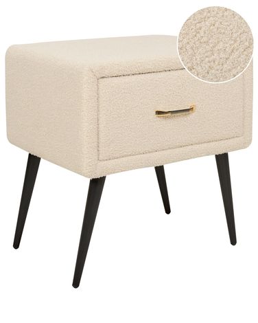 Table de nuit à 1 tiroir FLAYAT Bouclé Beige