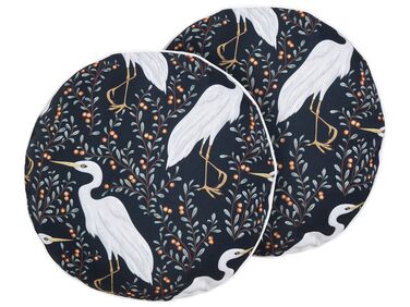 Set of 2 Outdoor Cushions PIANAZZO Animal Pattern 40 x 40 cm Black