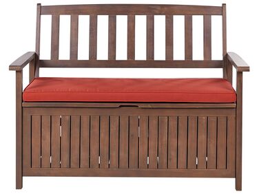 Tuinbank met zitkussen SOVANA 120 cm met opbergruimte Acaciahout Rood