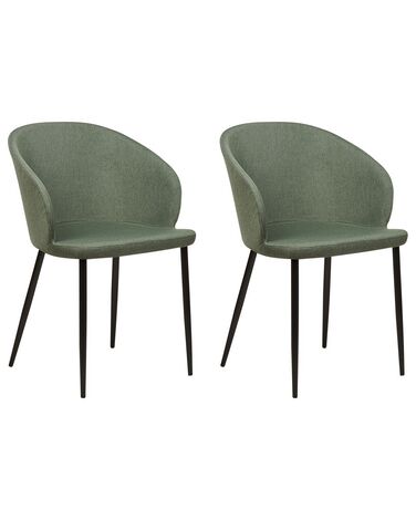 Set of 2 Dining Chairs MASON Fabric Dark Green