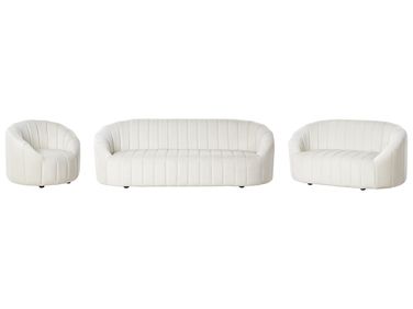 Living Room Set 6 Seater MALUNG Velvet Off-White