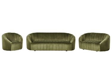 Living Room Set 6 Seater MALUNG Velvet Dark Green