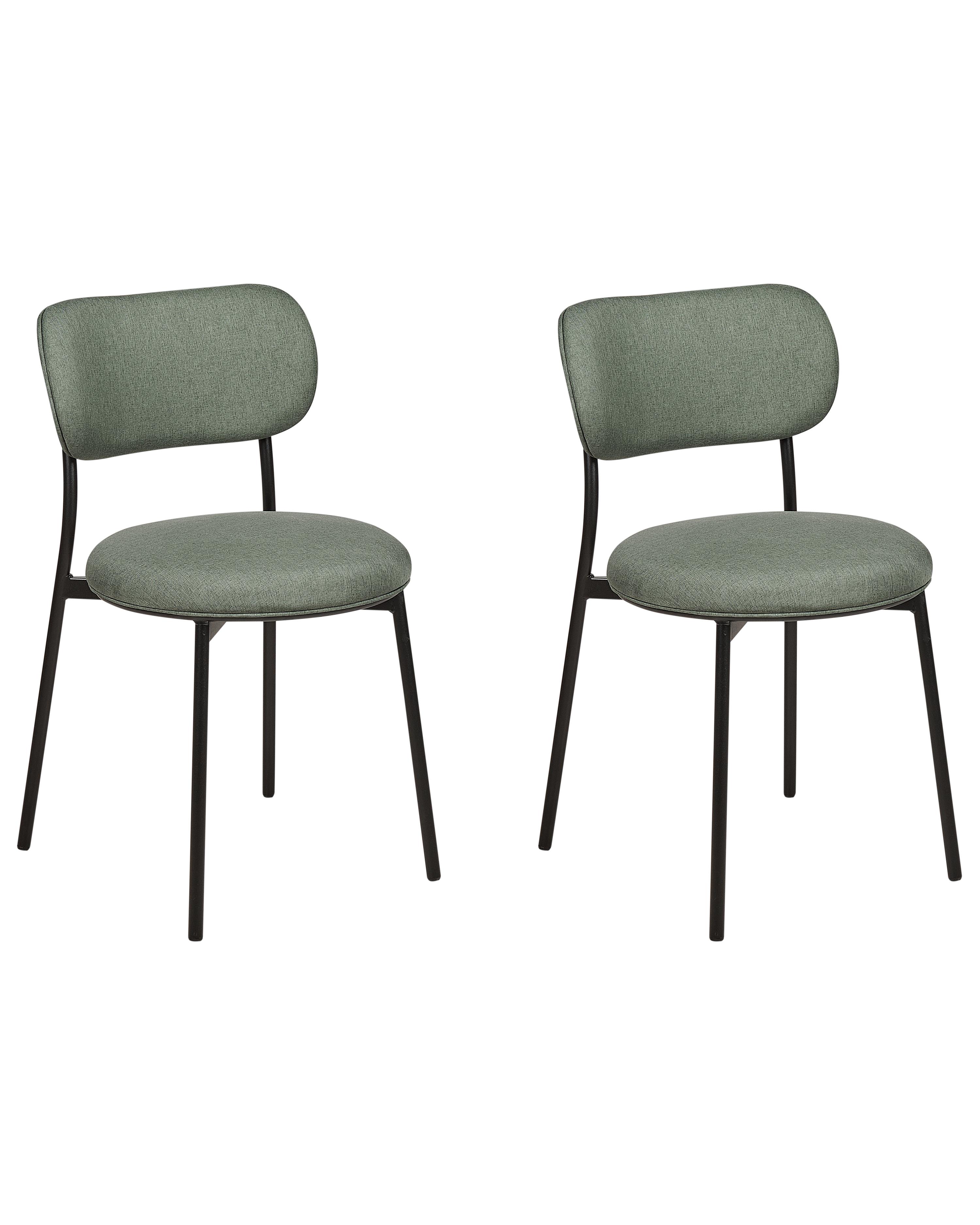 Set of 2 Dining Chairs CASEY Fabric Dark Green