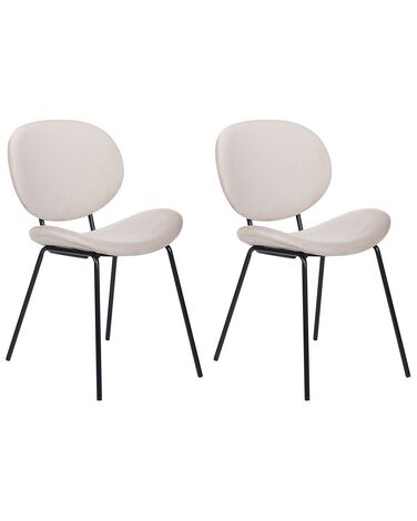 Set of 2 Dining Chairs LUANA Velvet Light Beige