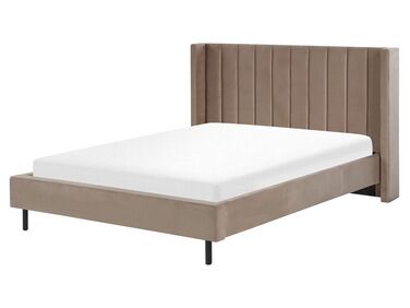 Bed Velvet VILLETTE 160 x 200 cm (EU King Size) Taupe