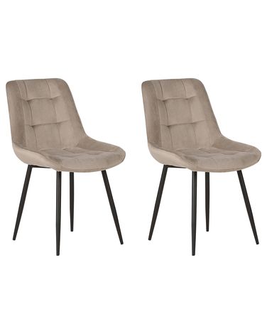 Set of 2 Dining Chairs MELROSE Velvet Taupe
