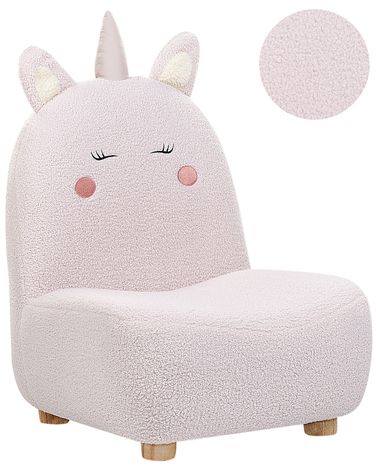 Kids Armchair Unicorn LULEA Boucle Pastel Pink