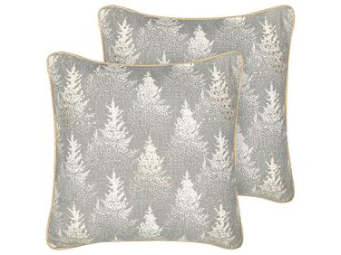 Set van 2 sierkussens BILLBERGIA Katoen 45 x 45 cm Grijs kerstmotief