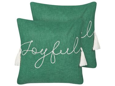 Set van 2 sierkussens ELETTARIA Katoen 45 x 45 cm Groen kerstmotief