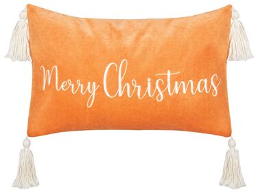 Sierkussen LITHOPS Fluweel 30 x 50 cm Oranje kerstmotief