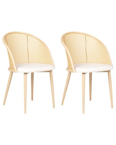 Set of 2 Dining Chairs CORNELL Metal Light Beige