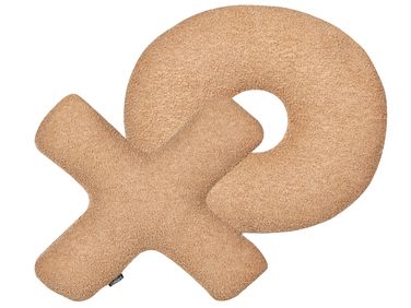 Set of 2 Decorative Cushions HESPERIS Boucle Light Brown Solid