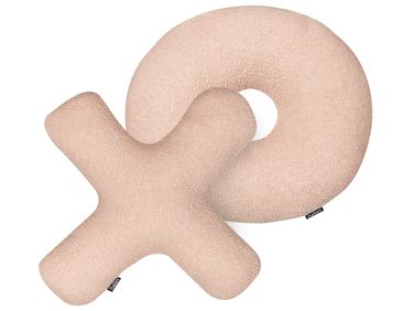 Set van 2 sierkussens HESPERIS Bouclé Pastelroze effen