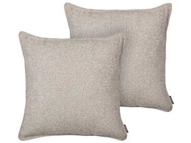 Set van 2 sierkussens SENECIA Bouclé 45 x 45 cm Beige effen
