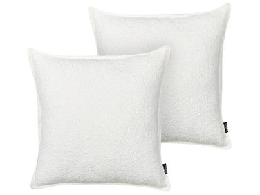 Set of 2 Decorative Cushions SENECIA Boucle 45 x 45 cm Off-White Solid