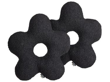 Set of 2 Decorative Cushions CAMPONULA Boucle 40 x 40 cm Black Solid