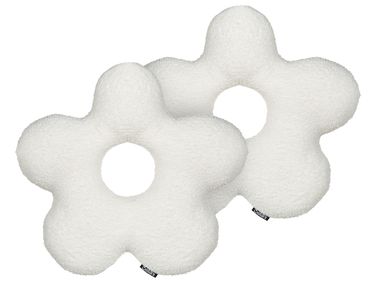 Set of 2 Decorative Cushions CAMPONULA Boucle 40 x 40 cm Off-White Solid