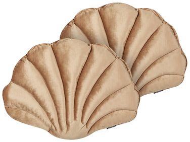 Set of 2 Decorative Cushions CONSOLIDA Velvet 47 x 35 cm Sand Beige Solid