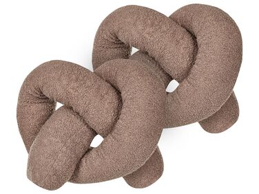 Set of 2 Decorative Cushions GLADIOLUS Boucle 172 x 14 cm Brown Solid