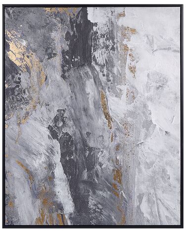 Imprimé sur toile JESI Motif abstrait 83 x 103 cm Gris