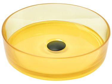 Wastafel voor aanrechtblad TOLOSA ⌀ 36 cm Solid surface Geel