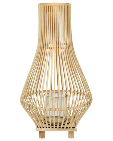 Lantern LEYTE Willow Wood 58 cm Light Brown
