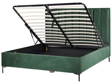 Ottoman Bed Velvet SEZANNE 180 x 200 cm (EU Super King) Dark Green