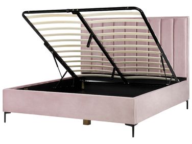 Ottoman Bed Velvet SEZANNE 180 x 200 cm (EU Super King) Pink