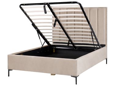 Ottoman Bed Velvet SEZANNE 140 x 200 cm (EU Double) Taupe