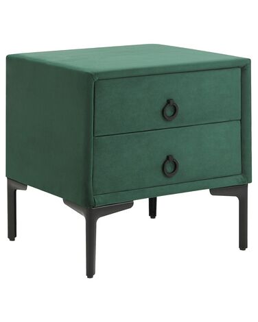 Table de nuit à 2 tiroirs SEZANNE Velours Vert foncé