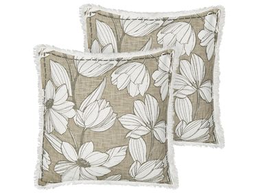Set van 2 sierkussens CYANOTIS Katoen 45 x 45 cm Groen bloempatroon
