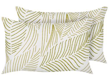 Set van 2 sierkussens SPANDOREA Katoen 30 x 50 cm Groen bladpatroon